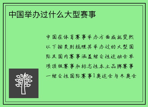 中国举办过什么大型赛事